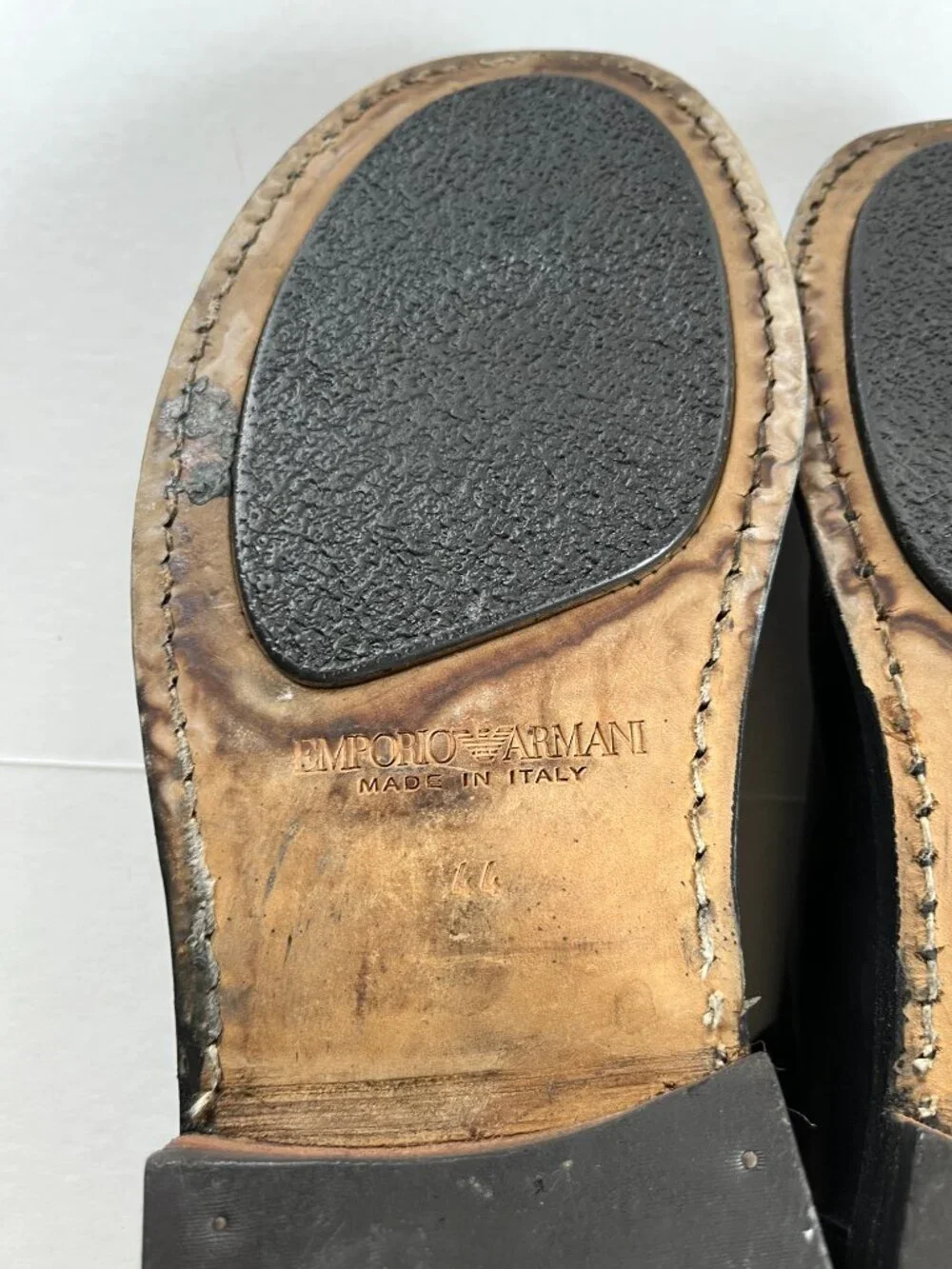 Emporio Armani Sz 11 USA Black Nappa Goat Leather Lace Ups Derby Shoes